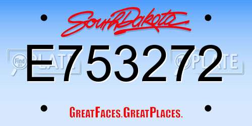 E753272 South Dakota License Plate