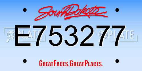 E753277 South Dakota License Plate