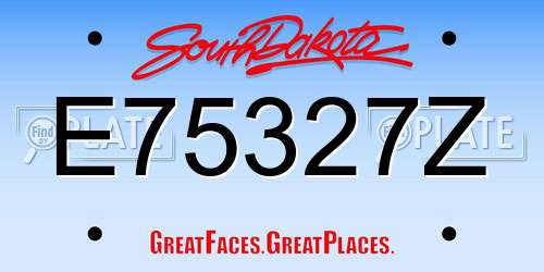 E75327Z South Dakota License Plate