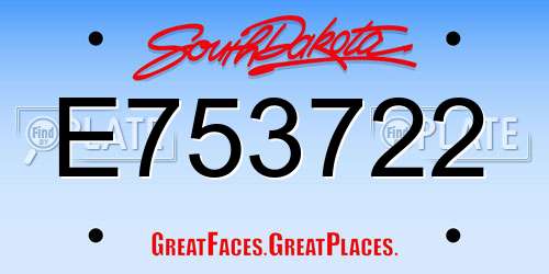 E753722 South Dakota License Plate
