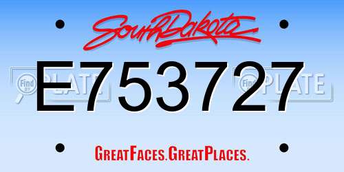 E753727 South Dakota License Plate
