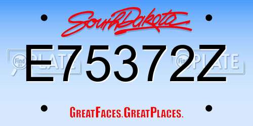 E75372Z South Dakota License Plate