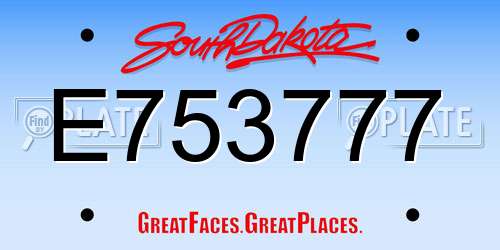 E753777 South Dakota License Plate