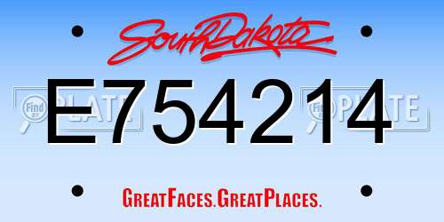E754214 South Dakota License Plate
