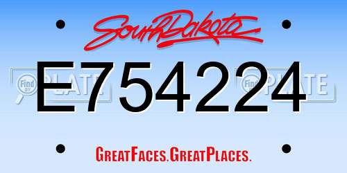 E754224 South Dakota License Plate