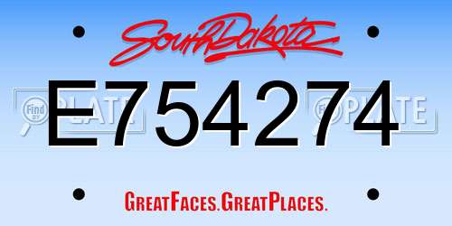 E754274 South Dakota License Plate