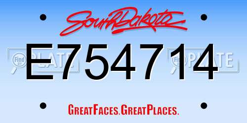 E754714 South Dakota License Plate