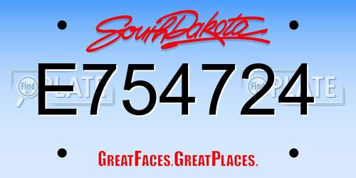 E754724 South Dakota License Plate