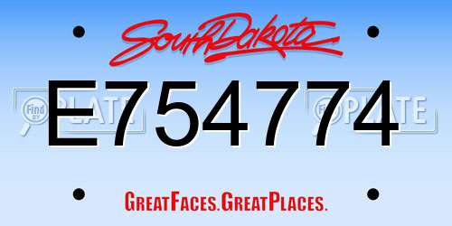 E754774 South Dakota License Plate