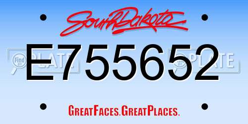 E755652 South Dakota License Plate