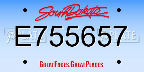 E755657 South Dakota License Plate