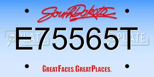E75565T South Dakota License Plate