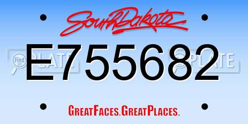 E755682 South Dakota License Plate