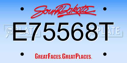 E75568T South Dakota License Plate