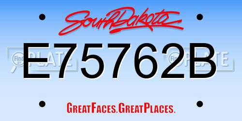 E75762B South Dakota License Plate