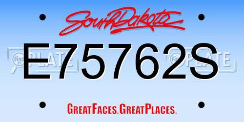 E75762S South Dakota License Plate