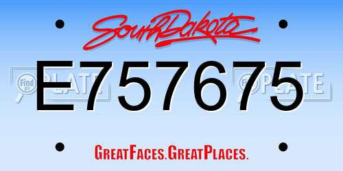 E757675 South Dakota License Plate