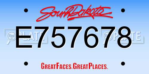 E757678 South Dakota License Plate