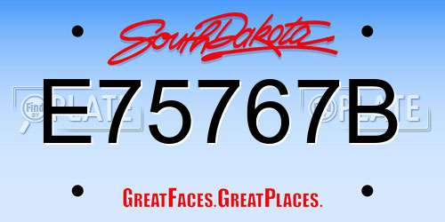 E75767B South Dakota License Plate