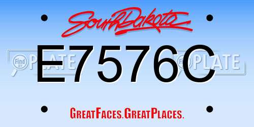 E7576C South Dakota License Plate