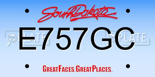 E757GC South Dakota License Plate