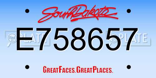 E758657 South Dakota License Plate