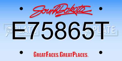 E75865T South Dakota License Plate