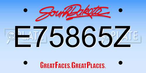 E75865Z South Dakota License Plate
