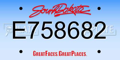 E758682 South Dakota License Plate