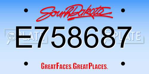 E758687 South Dakota License Plate