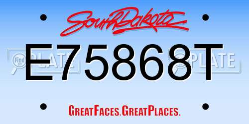 E75868T South Dakota License Plate