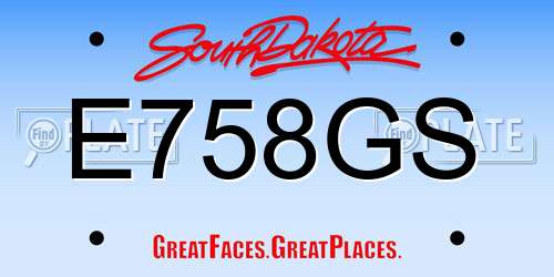 E758GS South Dakota License Plate