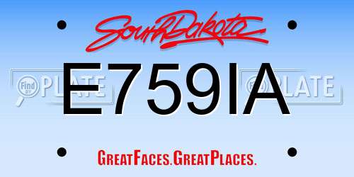 E759IA South Dakota License Plate