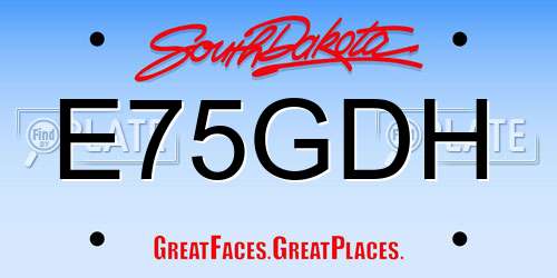 E75GDH South Dakota License Plate