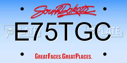E75TGC South Dakota License Plate