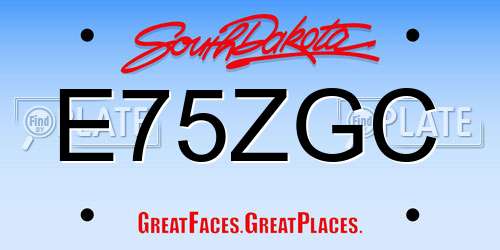 E75ZGC South Dakota License Plate