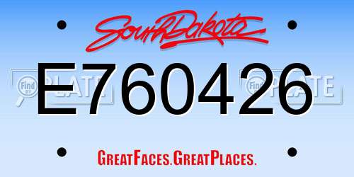 E760426 South Dakota License Plate