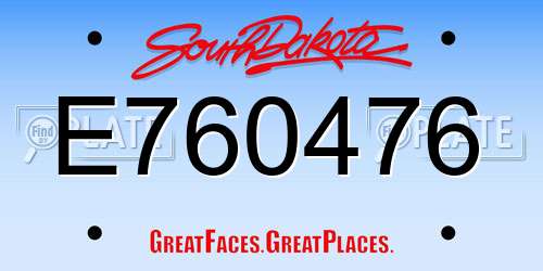 E760476 South Dakota License Plate