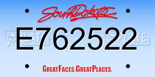 E762522 South Dakota License Plate