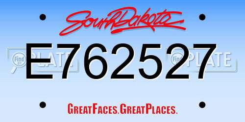E762527 South Dakota License Plate