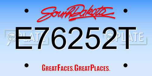 E76252T South Dakota License Plate