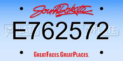 E762572 South Dakota License Plate
