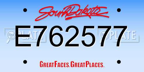 E762577 South Dakota License Plate