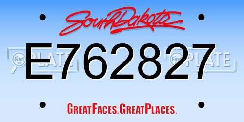 E762827 South Dakota License Plate