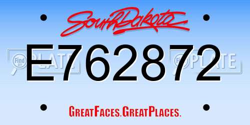 E762872 South Dakota License Plate