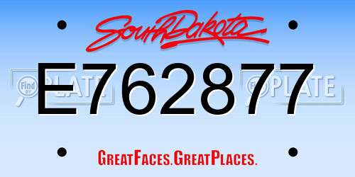 E762877 South Dakota License Plate