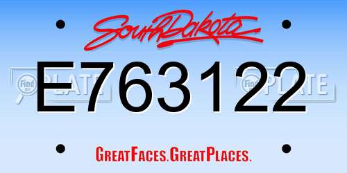 E763122 South Dakota License Plate
