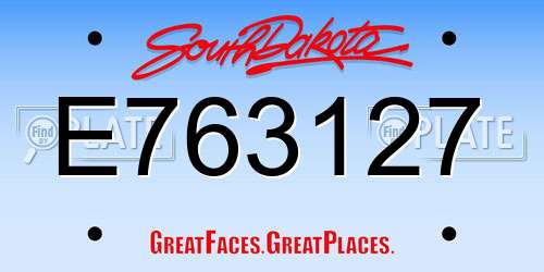 E763127 South Dakota License Plate