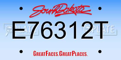 E76312T South Dakota License Plate