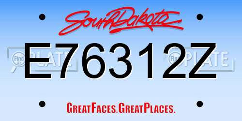 E76312Z South Dakota License Plate